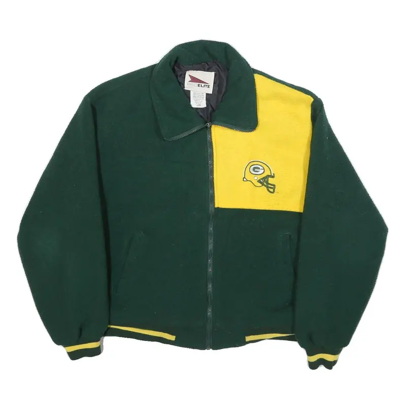 Pro Elite Green Bay Packers Mens Green & Yellow Logo Track Jacket L Polyester 1