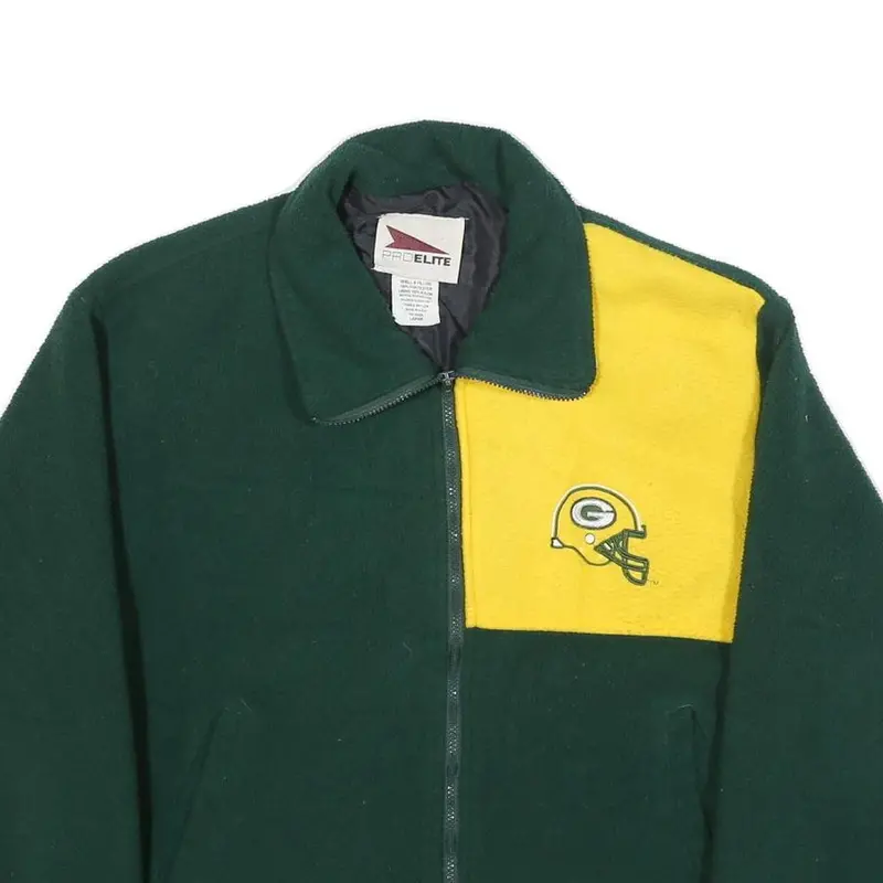 Pro Elite Green Bay Packers Mens Green & Yellow Logo Track Jacket L Polyester 2
