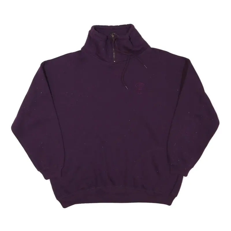 Pro Spirit Mens Purple Quarter Zip Sweatshirt M Cotton Blend Casual Pullover 1