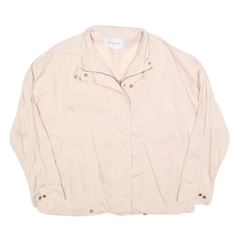 Promod Womens Pink Cotton Blend Casual Jacket L Zip Plain Lightweight Relaxed 1