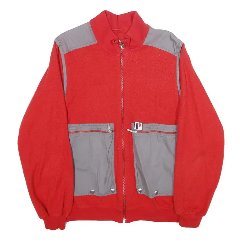 Publy Sport Mens Red & Grey Zip Jacket S Cotton Blend Pocketed 1