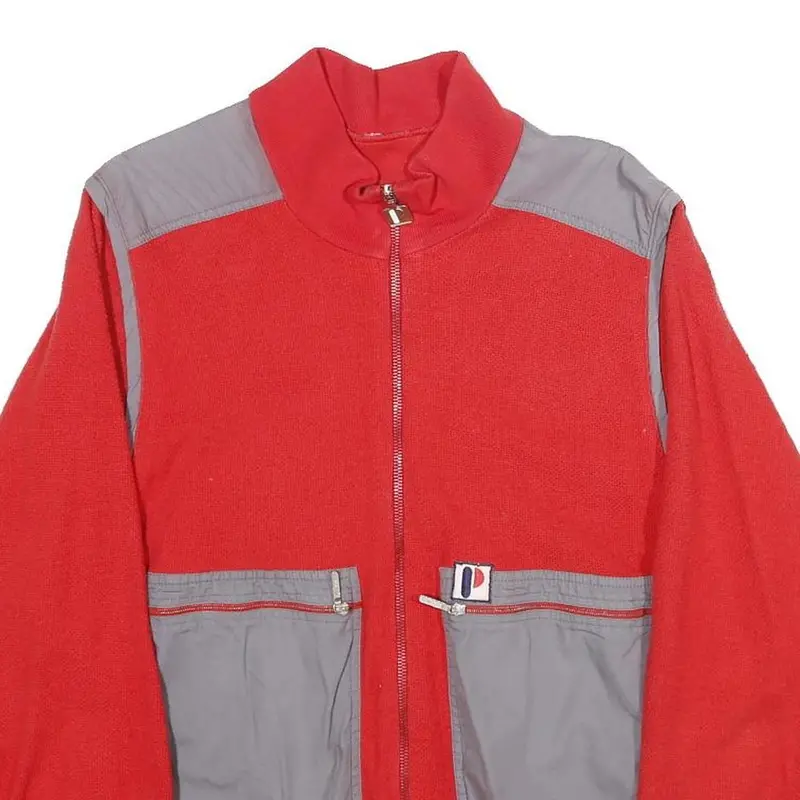 Publy Sport Mens Red & Grey Zip Jacket S Cotton Blend Pocketed 2
