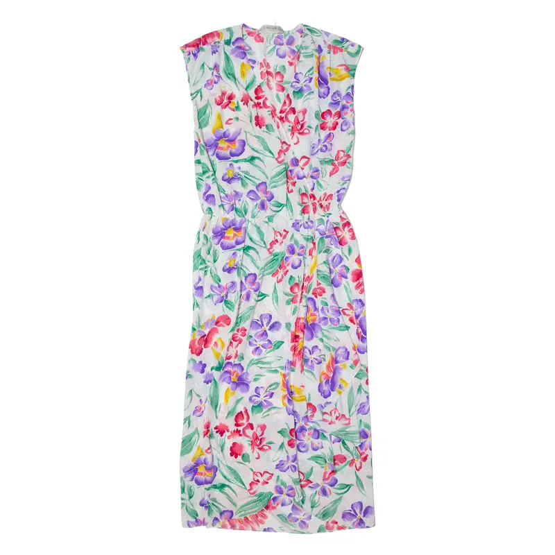 Puccini Womens Wrap Dress White Floral Sleeveless Long Uk 8 1