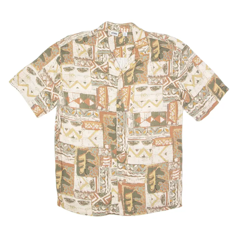 Pull And Bear Mens Shirt Brown Crazy Pattern S 1