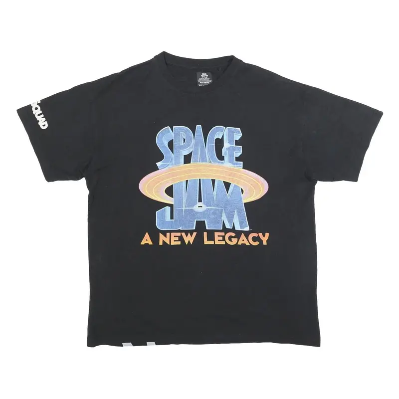 Pull & Bear Mens Black Space Jam A New Legacy Graphic T-Shirt L Short Sleeve 1