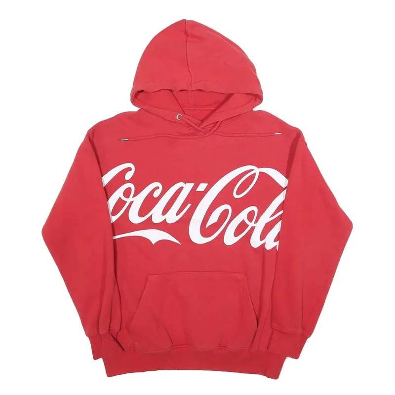 Pull & Bear Mens Red Coca Cola Print Pullover Hoodie Xs Casual Streetwear 1