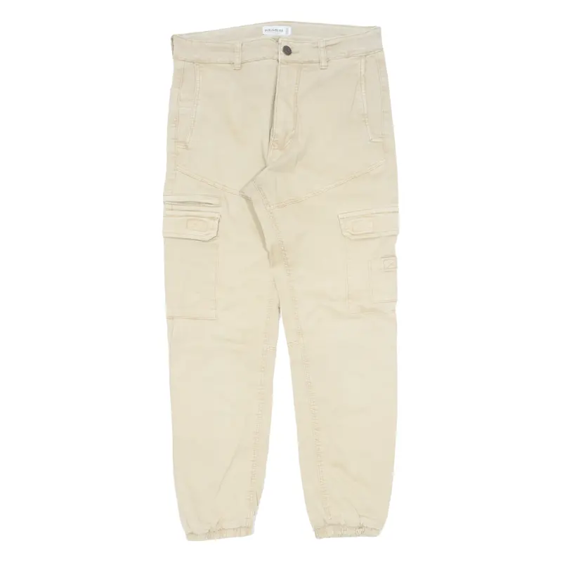 Pull&Bear Cargo Mens Trousers Beige Slim Tapered W29 L27 1