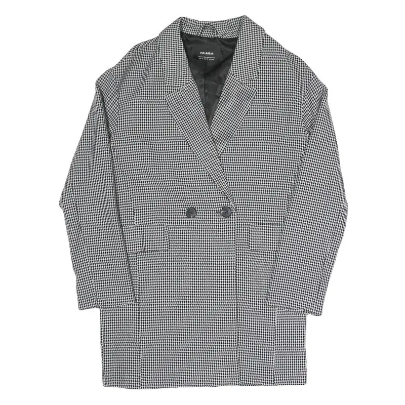 Pull&Bear Womens Black & White Check Tailored Blazer S Polyester Blend Woven 1