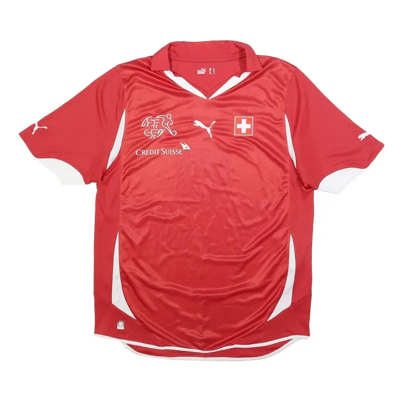 Puma 2010-11 Switzerland Home Mens Red Football Shirt L Short Sleeve V-Neck 1