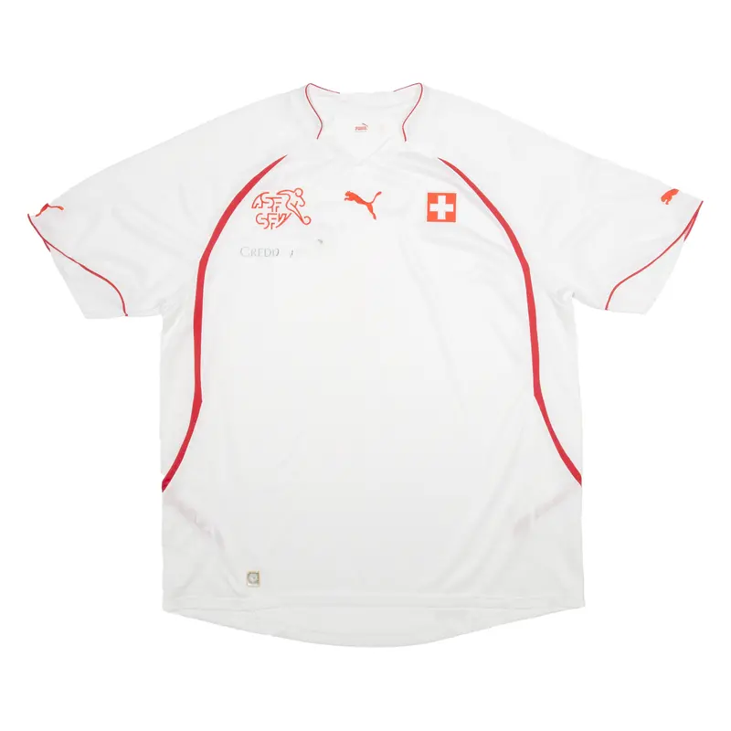 Puma 2010 Switzerland Away Kit Mens Football Shirt Jersey White V-Neck 2Xl 1