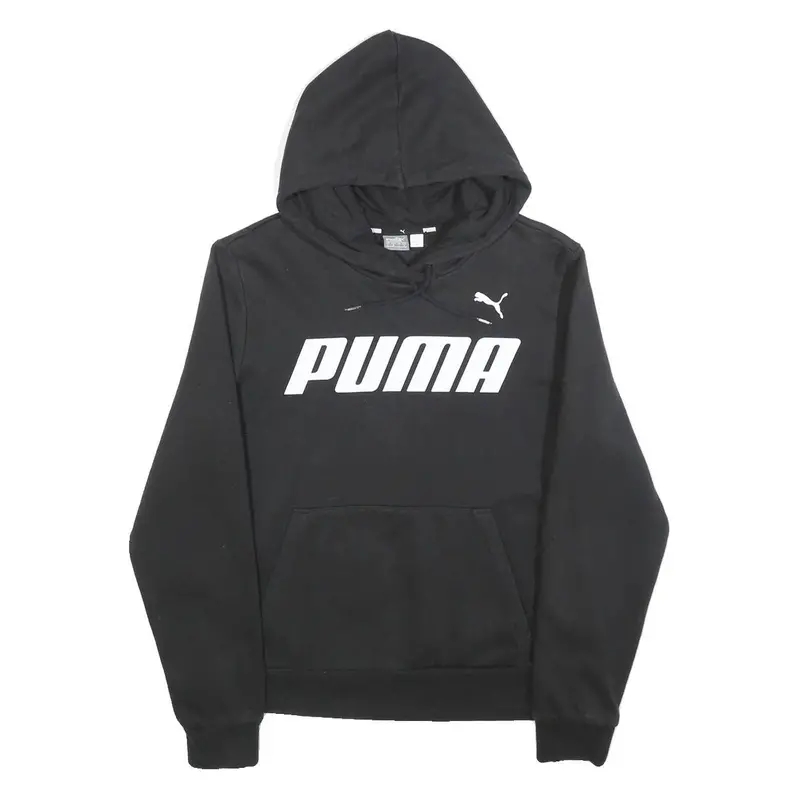 Puma Boys Black Hoodie L Cotton Pullover Hooded Sweatshirt 1