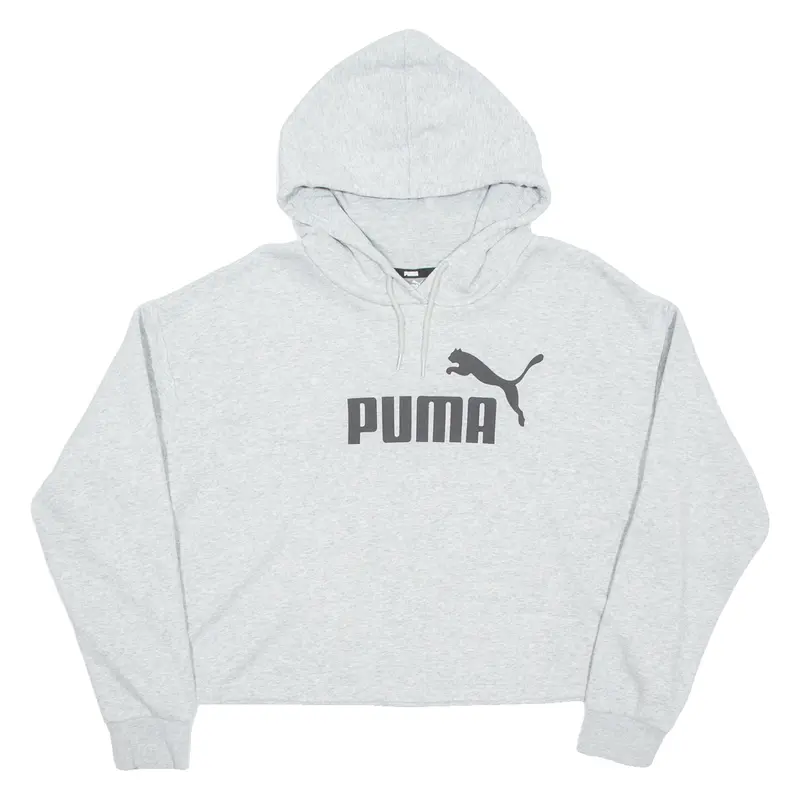 Puma Cropped Womens Grey Hoodie M 1