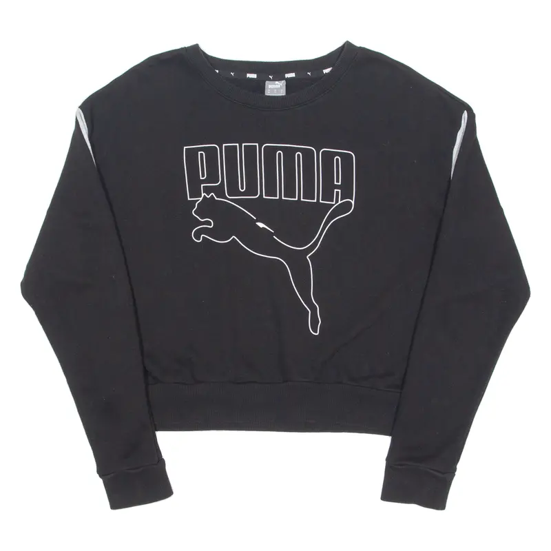 Puma Cropped Womens Sweatshirt Black Crew Neck M 1