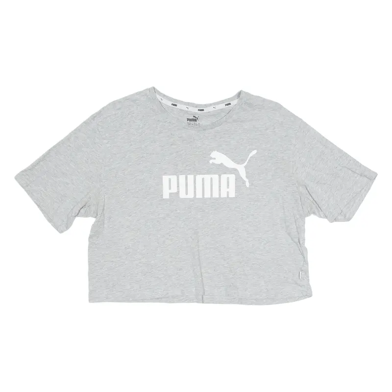 Puma Cropped Womens T-Shirt Grey Crew Neck M 1