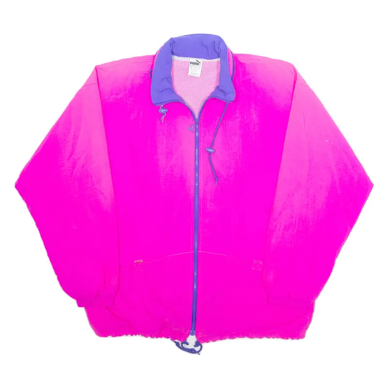 Puma Cross Group Training Mesh Lined Womens Windbreaker Jacket Pink Nylon L 1