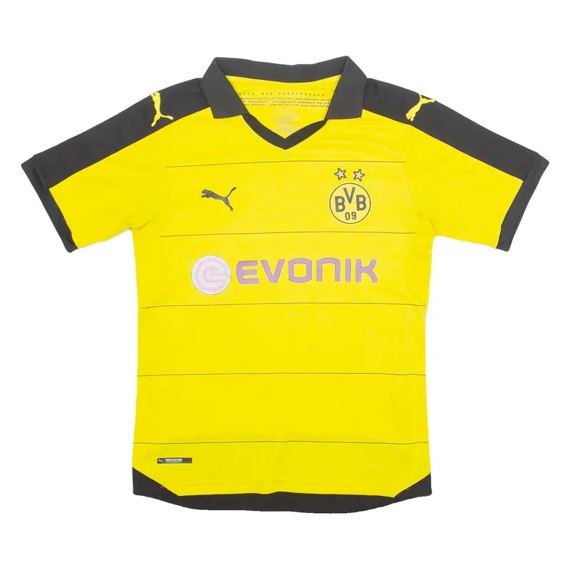 Puma Dortmund Mens Football Shirt Jersey Yellow Collared S 1