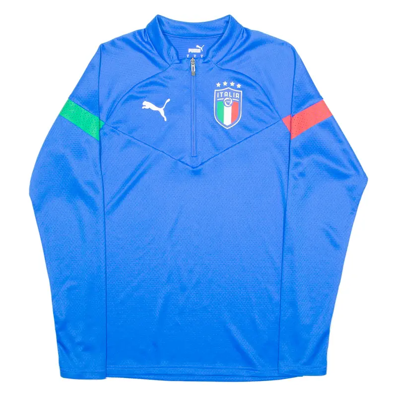 Puma Italy Fc Mens Sweatshirt Blue 1/4 Zip S 1