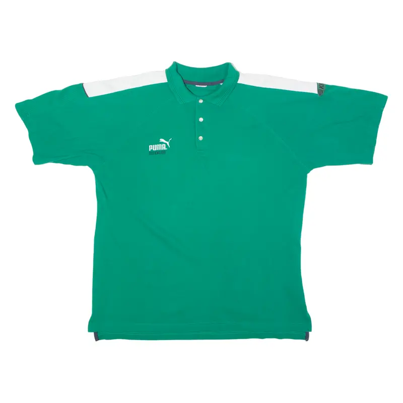 Puma King Mens Polo Shirt Green 90S Colourblock Xl 1