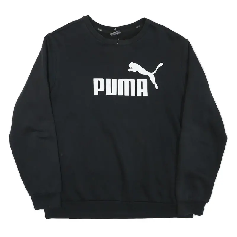 Puma Mens Black Cotton Blend Crew Neck L Sweatshirt Logo Print Casual Wear 1