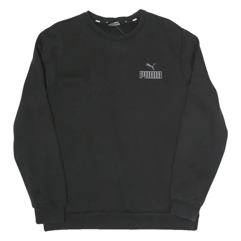 Puma Mens Black Cotton Blend Crew Neck M Sports Logo Sweatshirt Casual 1