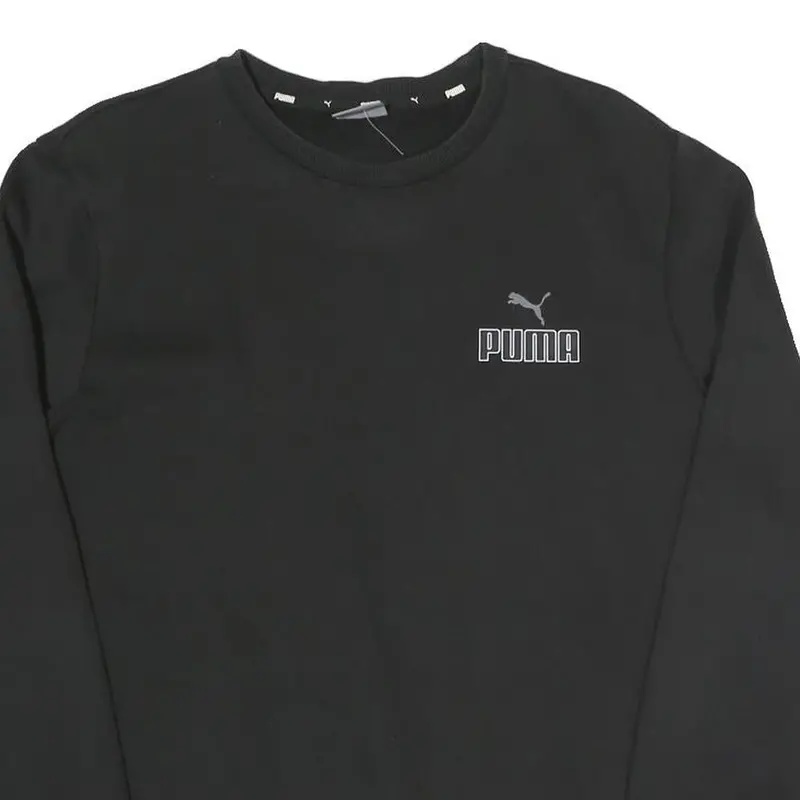 Puma Mens Black Cotton Blend Crew Neck M Sports Logo Sweatshirt Casual 2