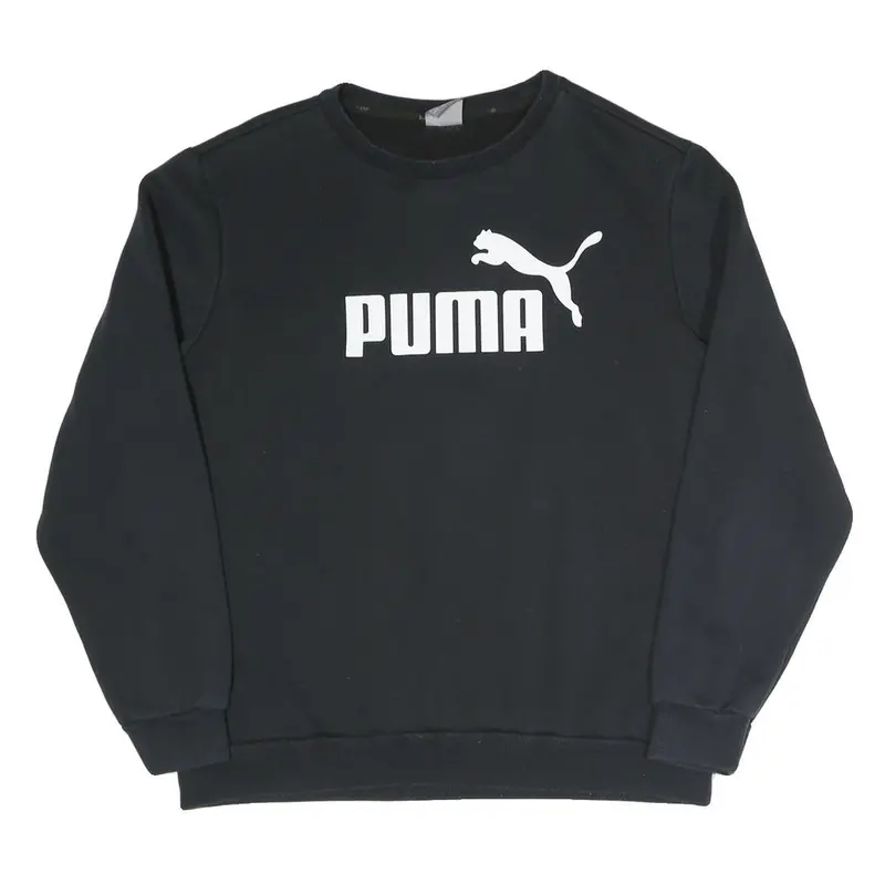 Puma Mens Black Cotton Blend Crew Neck Sweatshirt L Logo Printed Sportswear 1