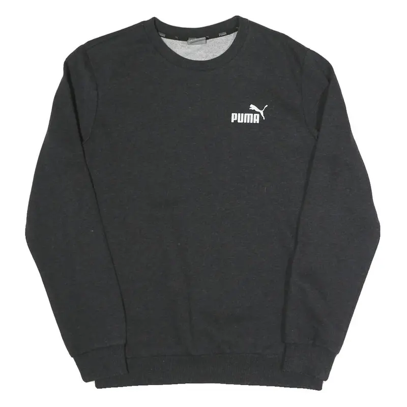 Puma Mens Black Cotton Blend Crew Neck Sweatshirt S Logo Casual Athleisure 1