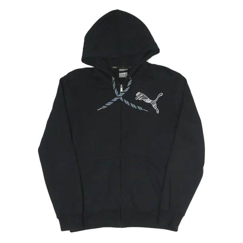 Puma Mens Black Cotton Blend Full Zip Hoodie S With Logo Graphic 1