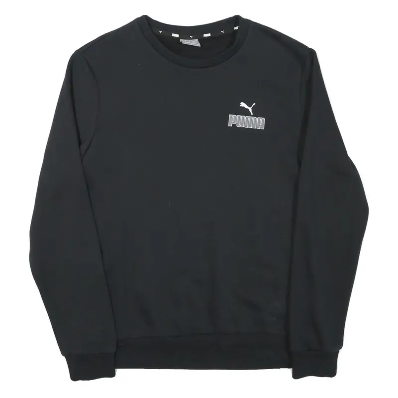 Puma Mens Black Crew Neck S Cotton Blend Pullover Sweatshirt Lightweight 1