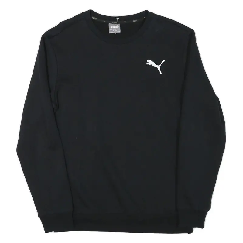 Puma Mens Black Crew Neck Sweatshirt S Cotton Blend Pullover Logo Casual 1