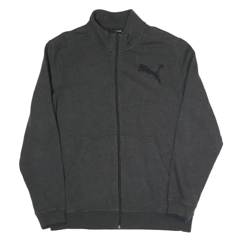 Puma Mens Black Grey Classic Zip Cotton Blend Jacket L Sweatshirt Trackwear 1
