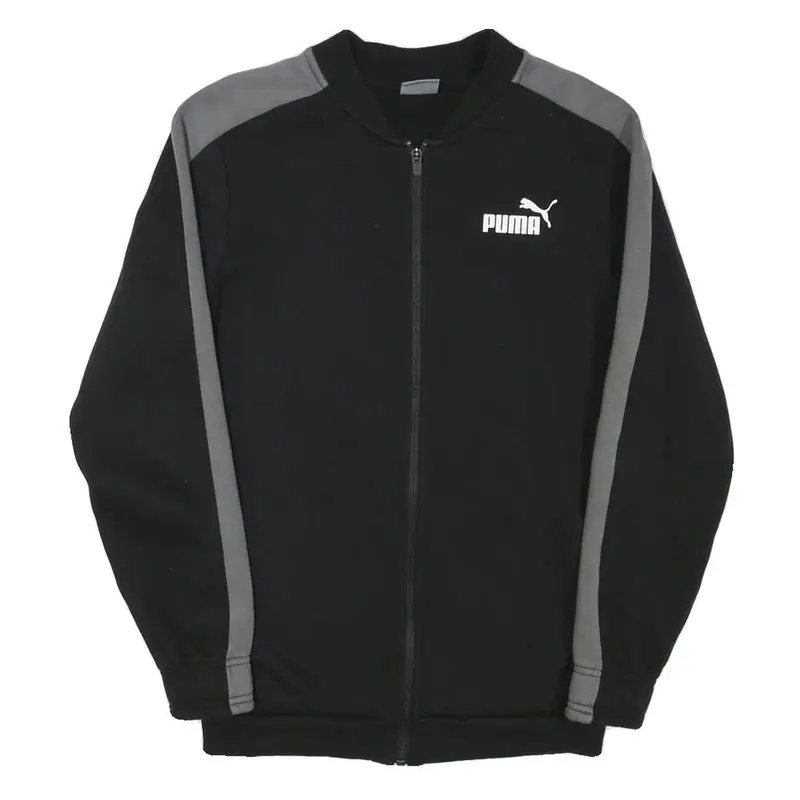Puma Mens Black & Grey Cotton Blend Zip Jacket Xs Sportswear Casual Lightweight 1