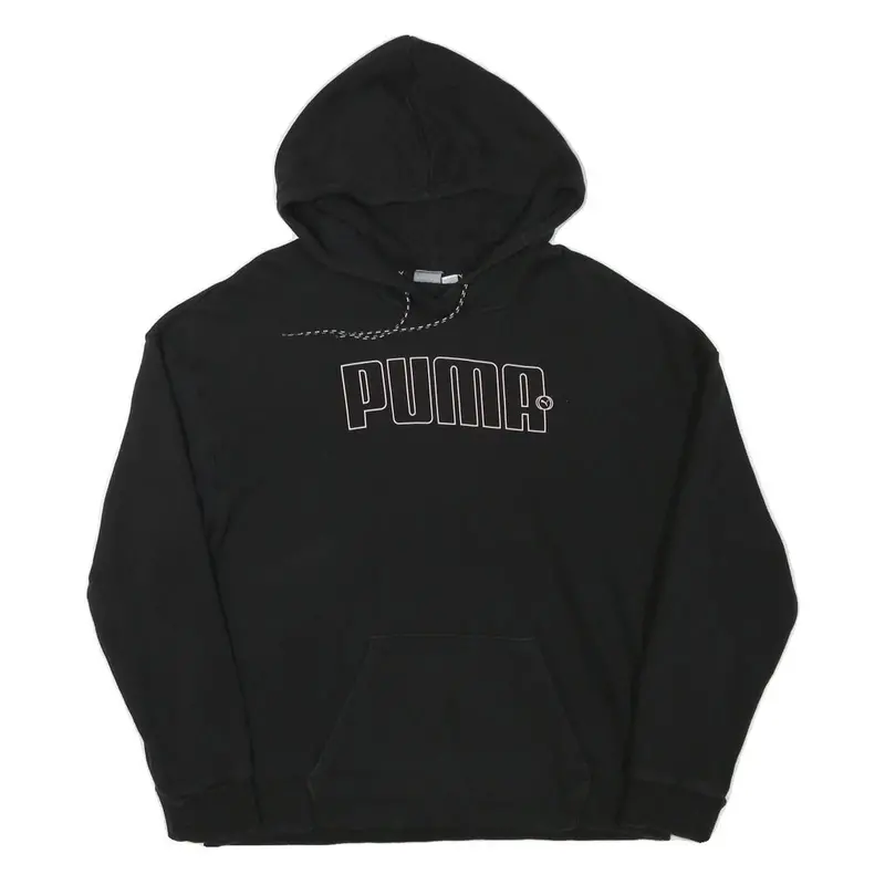 Puma Mens Black Hooded Pullover Hoodie M Cotton Blend Casual Sweatshirt 1