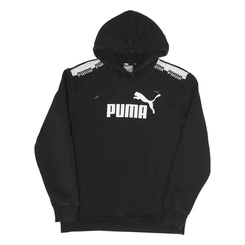 Puma Mens Black Hoodie M Cotton Blend Pullover Drawstring Hooded Sweatshirt 1