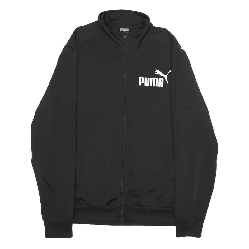 Puma Mens Black Polyester Track Jacket L Zip Plain Sportswear Active 1