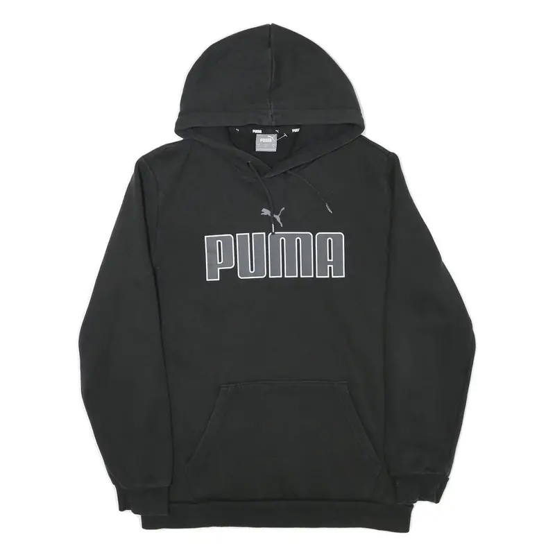 Puma Mens Black Pullover Hoodie M Classic Logo Cotton Blend Sweatshirt 1