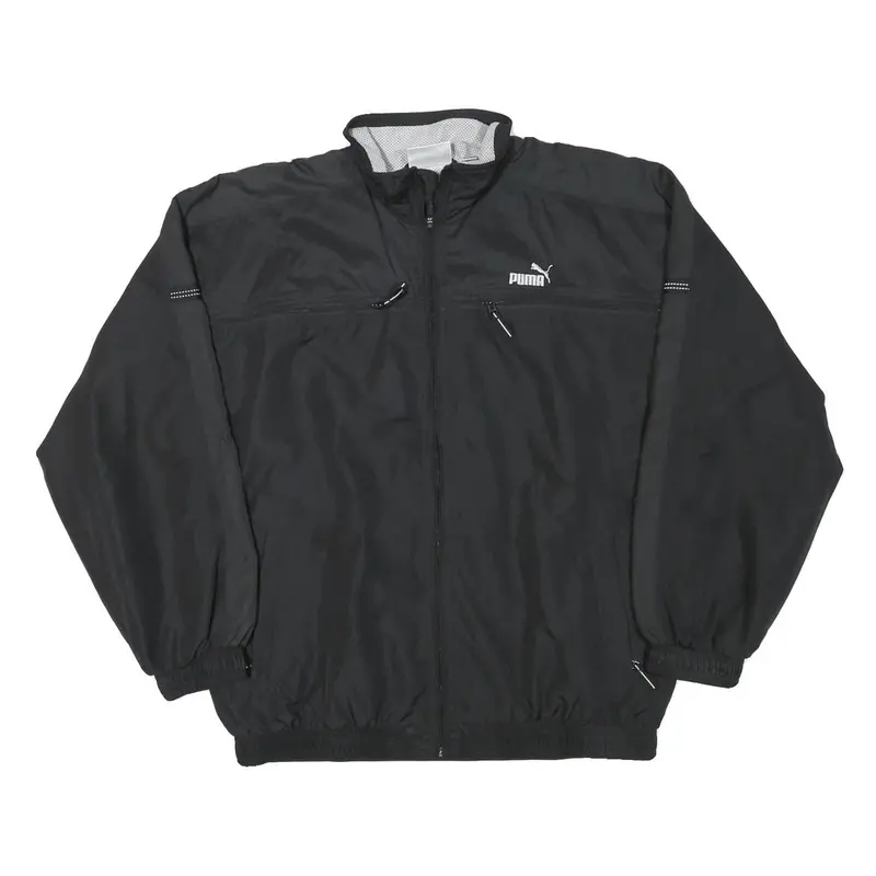 Puma Mens Black Sports Zip Jacket M Polyester Blend Plain Athletic Activewear 1