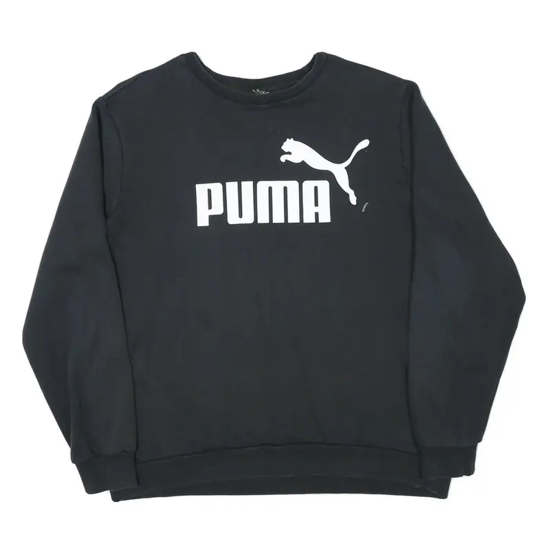 Puma Mens Black Sweatshirt Xl Crew Neck Cotton Blend Pullover Logo 1