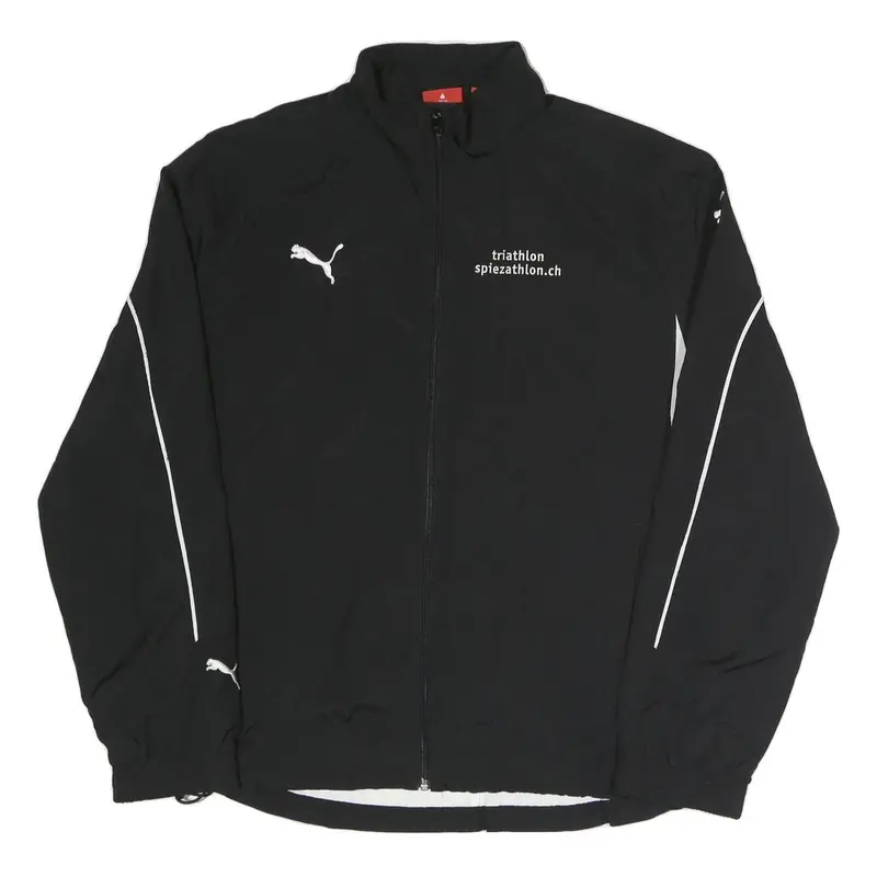 Puma Mens Black & White Triathlon Lightweight Jacket L Polyester Blend Zip 1