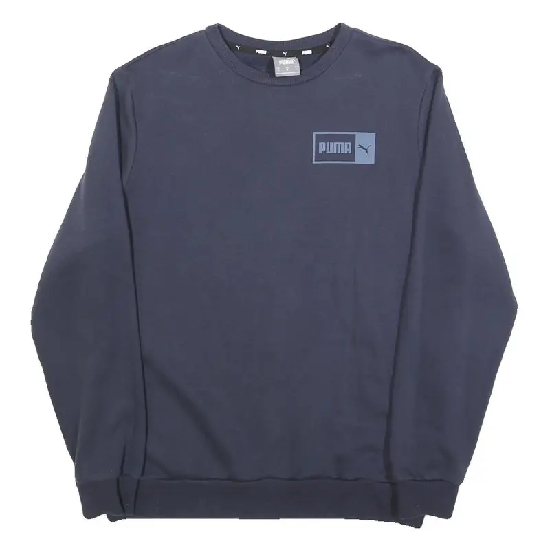 Puma Mens Blue Crew Neck M Sweatshirt Cotton Blend Pullover Sports Casual 1