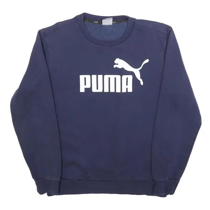 Puma Mens Blue Crew Neck Sweatshirt S Cotton Blend Pullover Sport Casual 1