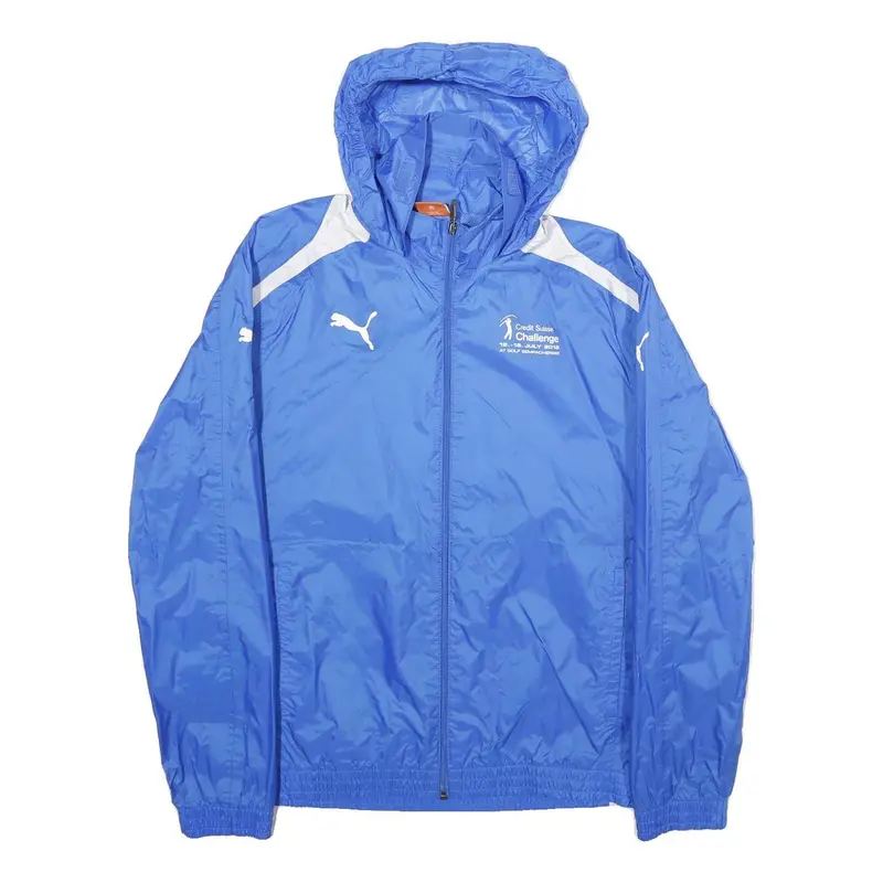 Puma Mens Blue & White Lightweight Sports Hooded Jacket M Polyamide Plain Zip 1