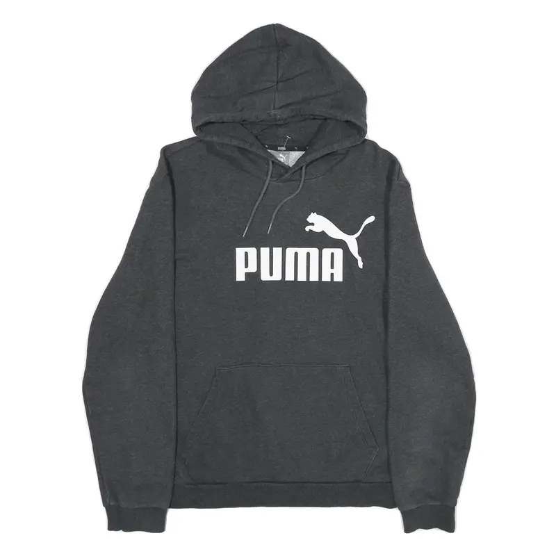 Puma Mens Charcoal Grey Hoodie M Cotton Blend Pullover Classic Logo 1
