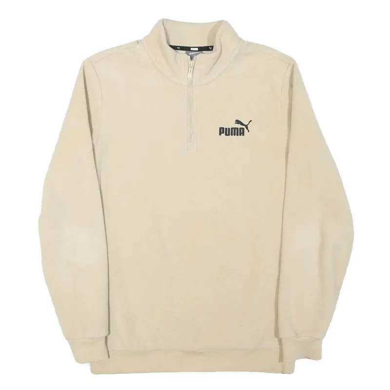 Puma Mens Cream Plain Pullover Jumper Crew Neck Basic Knit S Sportswear Comfort 1
