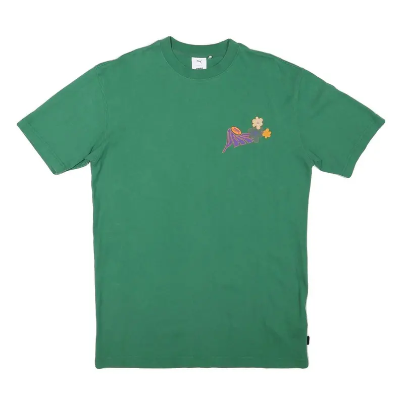 Puma Mens Green Graphic T-Shirt S Short Sleeve Crew Neck Cotton Blend 1
