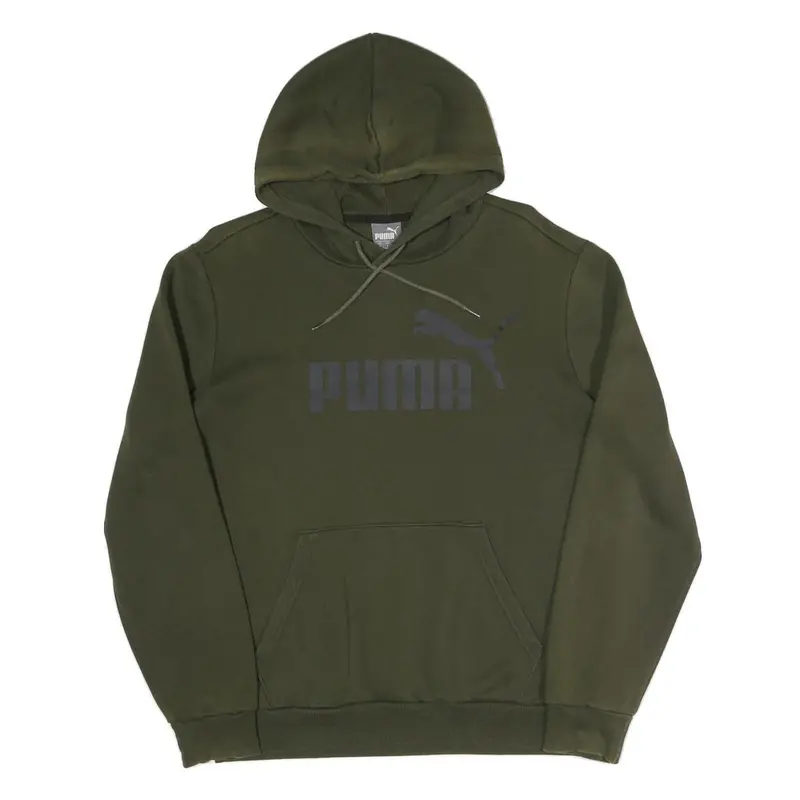 Puma Mens Green Pullover Hoodie S Classic Logo Cotton Blend Casual Sweatshirt 1