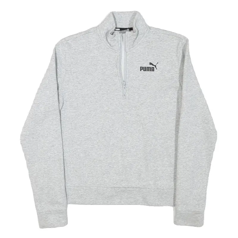 Puma Mens Grey 1/4 Zip Sweatshirt S Cotton Blend Pullover Casual Activewear 1