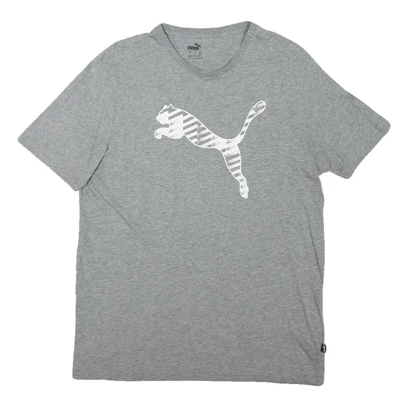 Puma Mens Grey Athletic T-Shirt M Short Sleeve Crew Neck Cotton Blend Sportswear 1