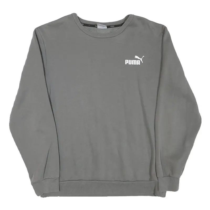 Puma Mens Grey Cotton Blend Crew Neck M Sweatshirt Logo Print 1