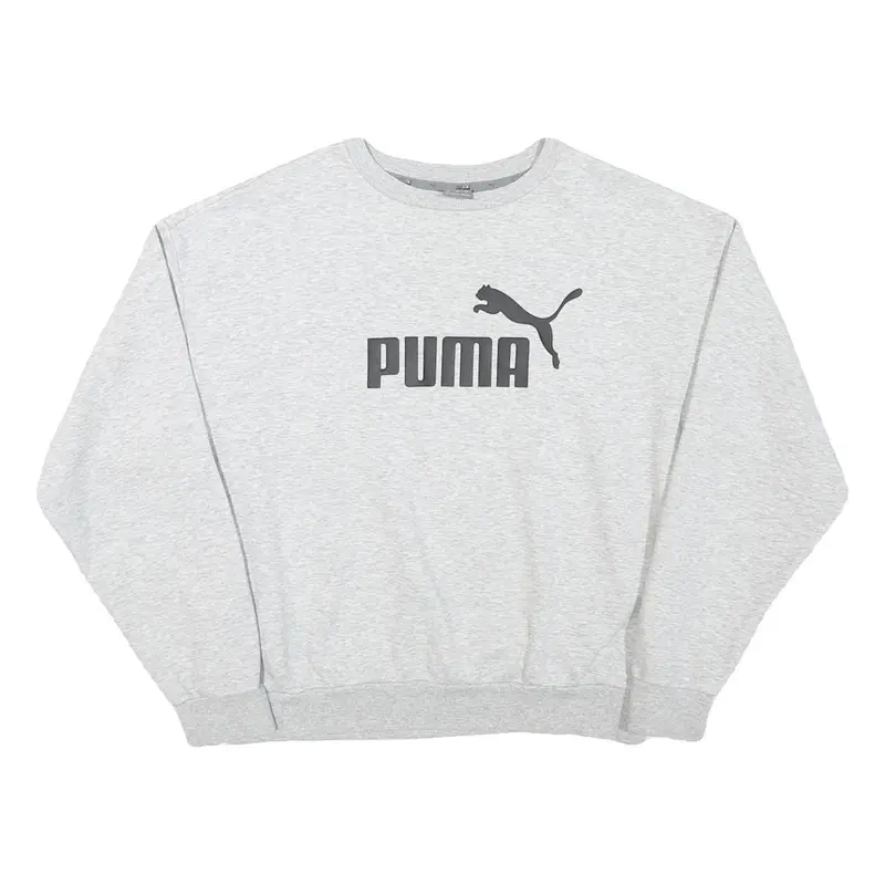 Puma Mens Grey Cotton Blend Crew Neck Sweatshirt M Casual Sportswear 1